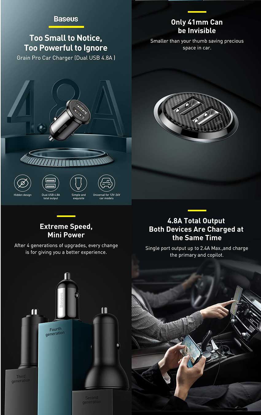 CARICATORE DA AUTO USB BASEUS - immagine 3